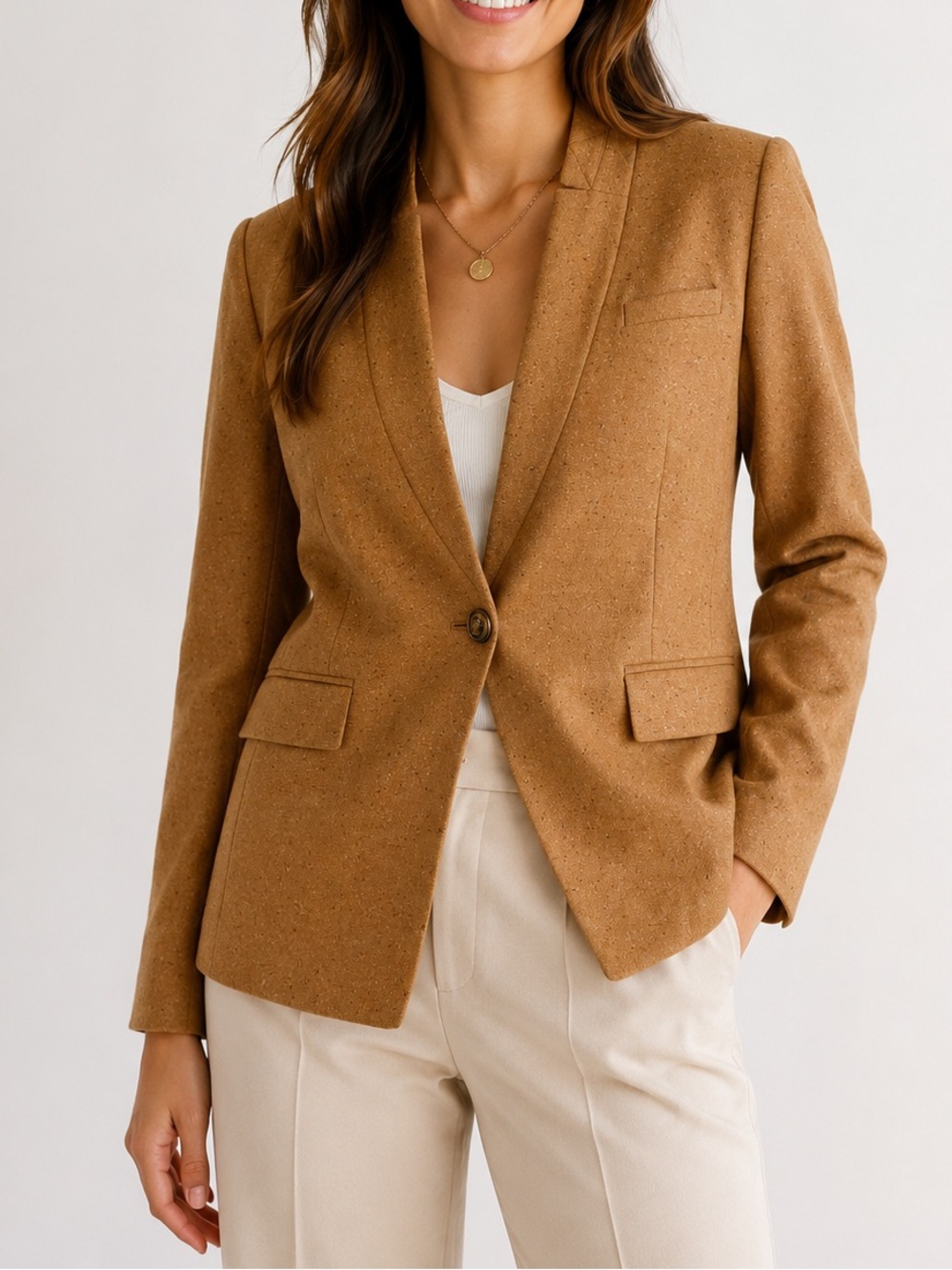 VERONICA BEARD | Camel Tan Donegal Wool Blend Dickey Jacket Blazer Size 16